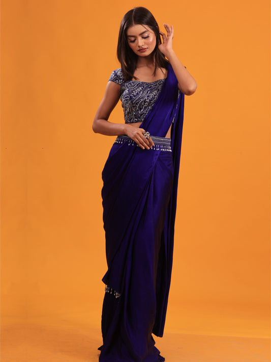 Royal Blue Draped Saree