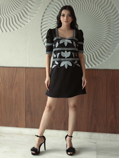 Black Elegant Embroidered Dress