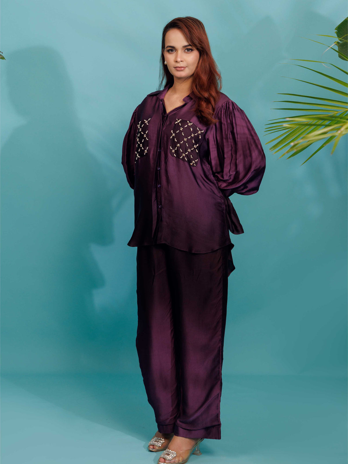 Plum Embellished Co-Ord Set