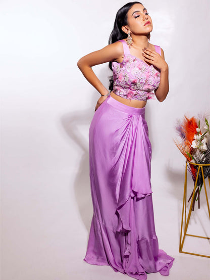 Lavender Dhoti Set