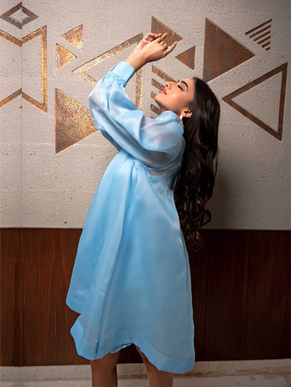 Light Blue Pleated Dress