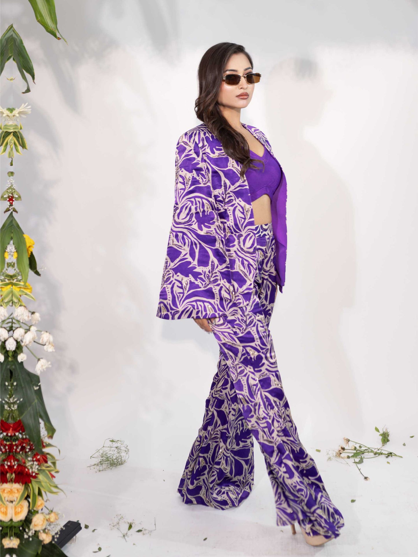 Abstract Print Blazer Set