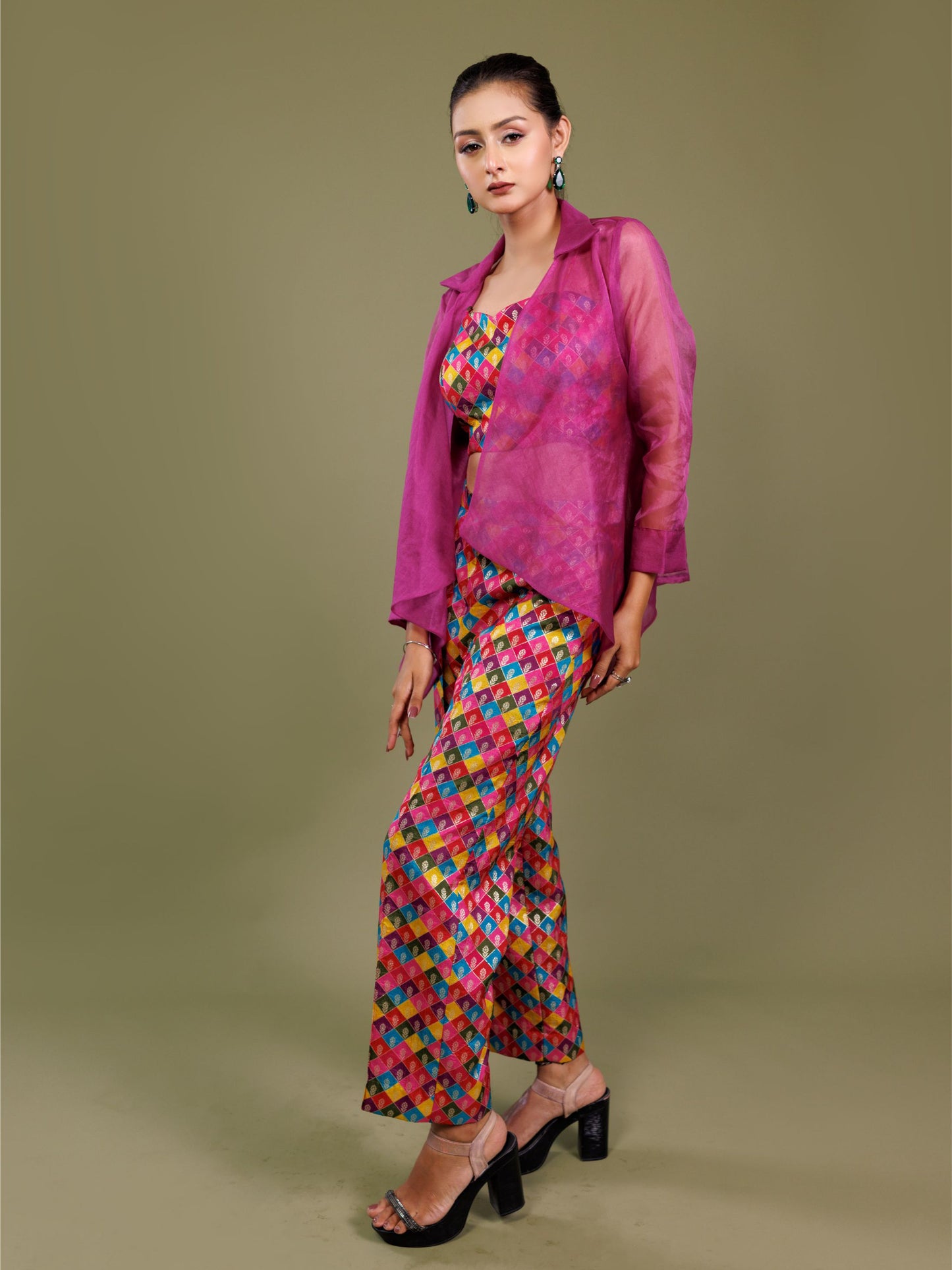 Multi Printed Co-ords With Overlap Shrug