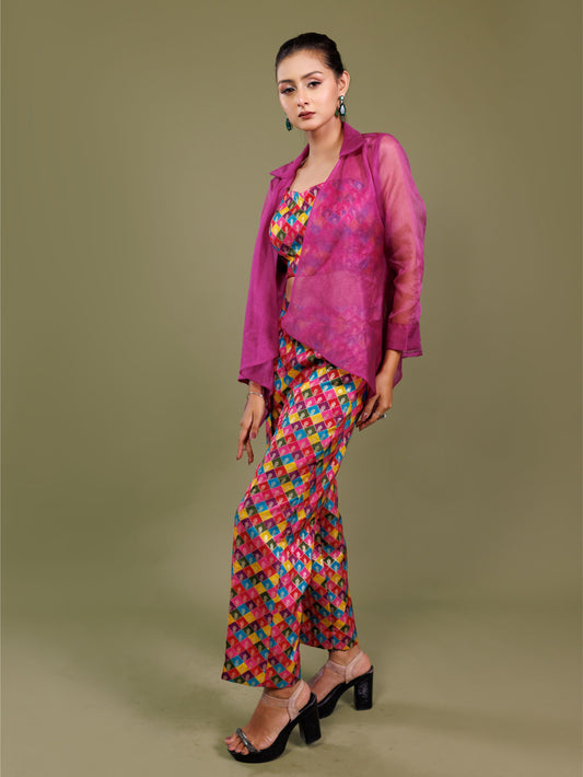 Multi Printed Co-ords With Overlap Shrug