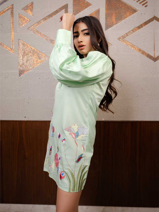 Light Green Embroidered Dress