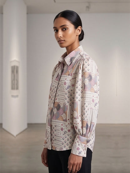 Printed Ballon sleeves Shirt
