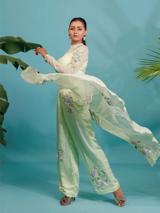 Mint Green Embroidered Co-Ord Set