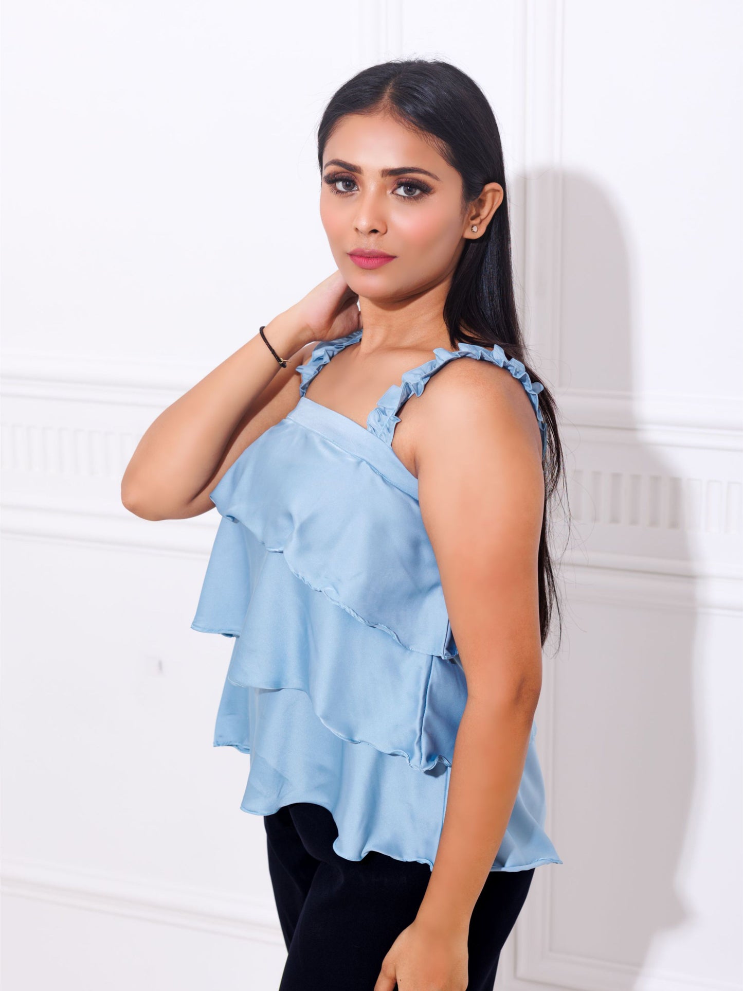 Pastel Blue Satin Top
