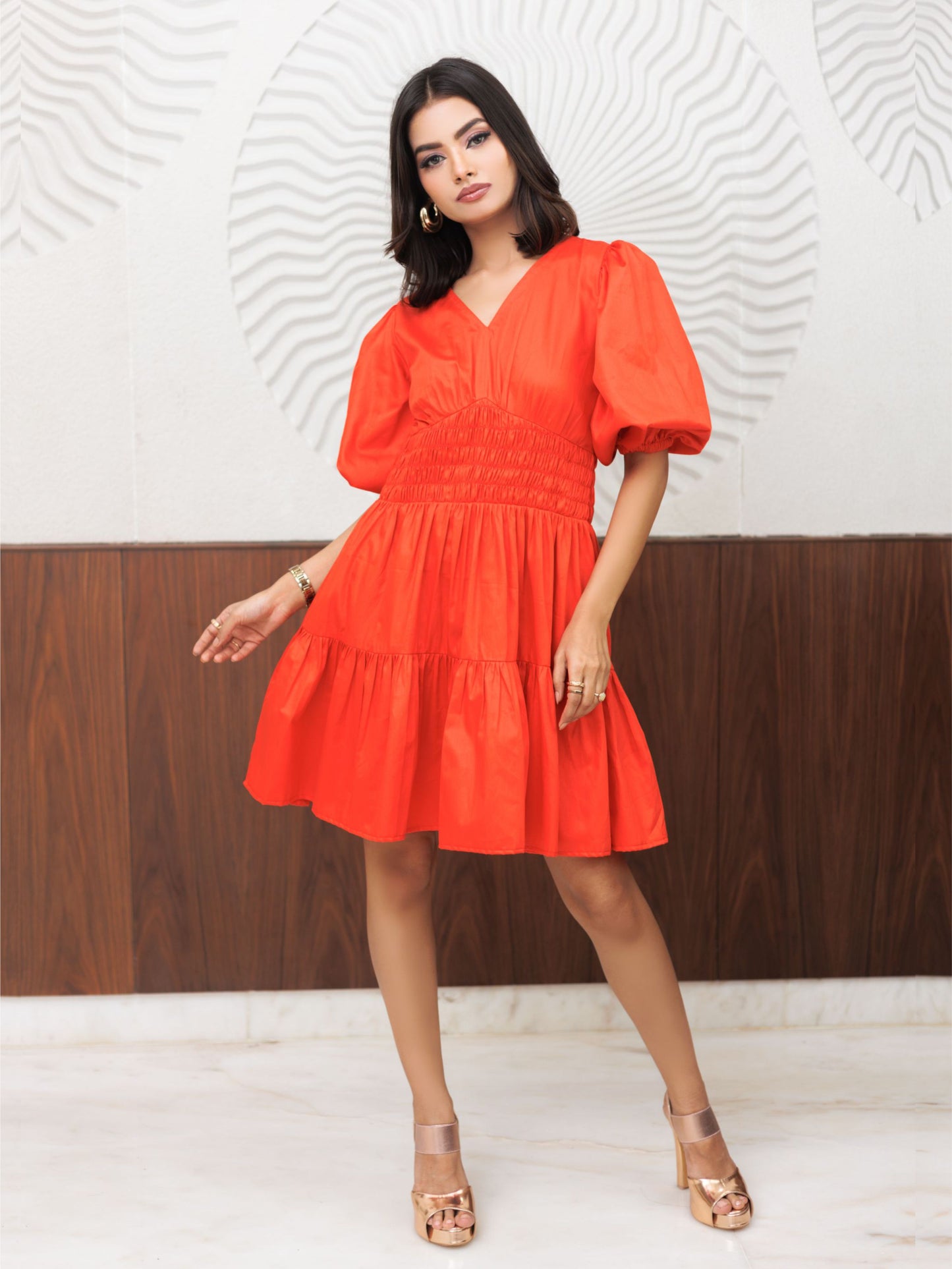 Orange Smoking Short Dress