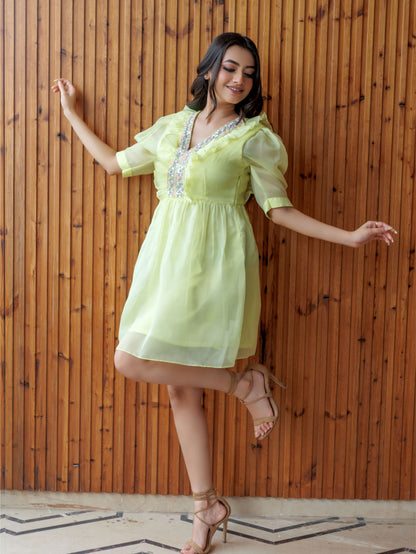 Pastel Yellow Embellished Dress