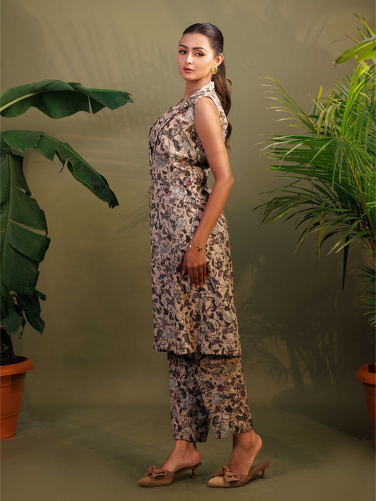 Beige Floral Printed Co-Ord set
