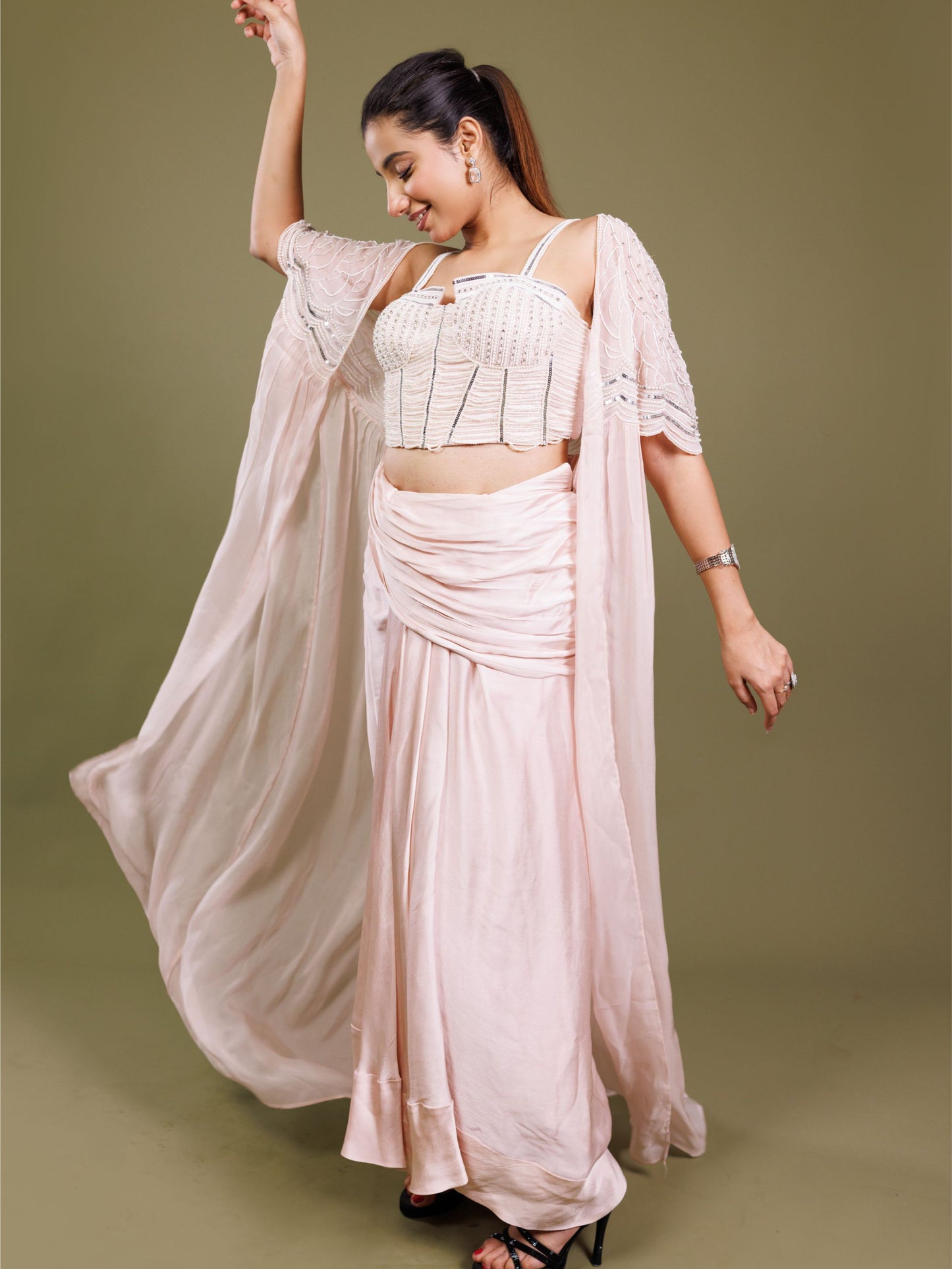Onion Pink Drape Pearl Work IW