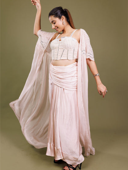 Onion Pink Drape Pearl Work IW