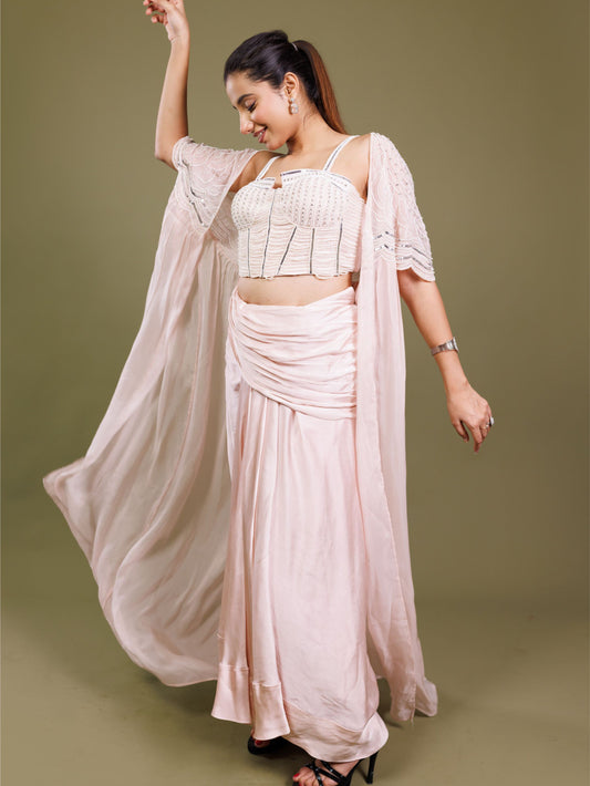 Onion Pink Drape Pearl Work IW