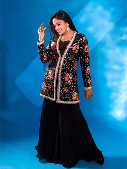 Black Sharara Set