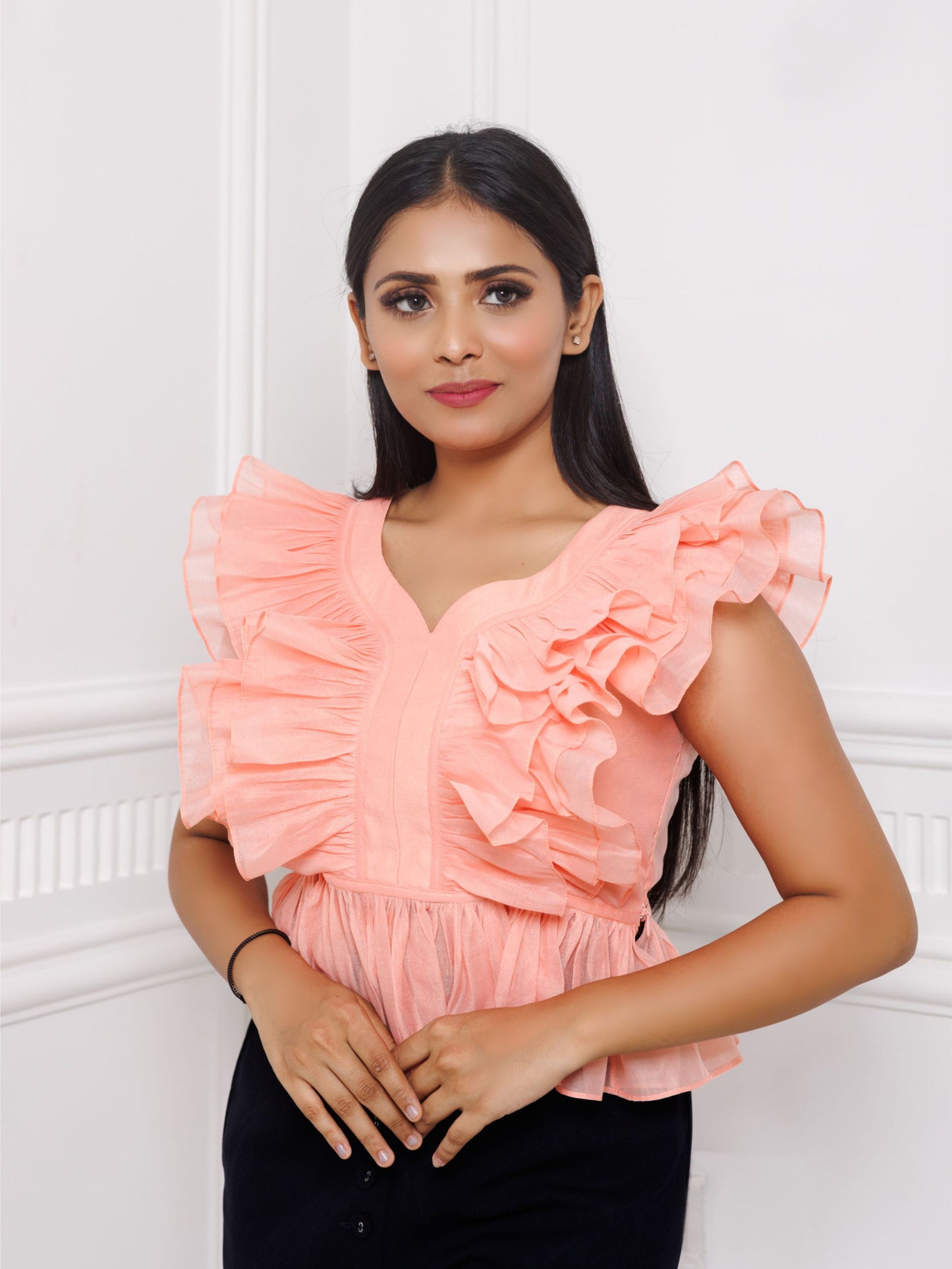 Peach Frill Top