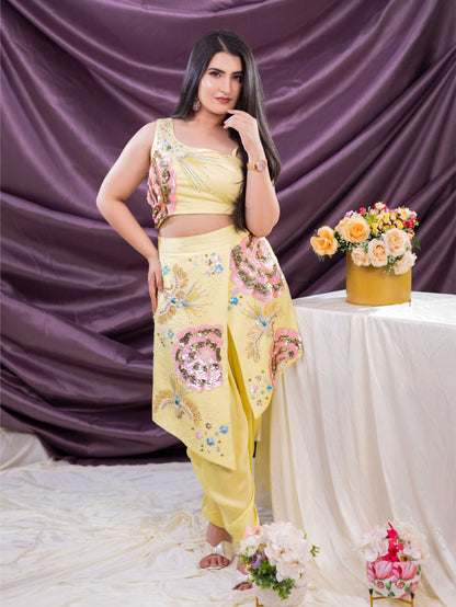 Lemon Yellow Dhoti Set