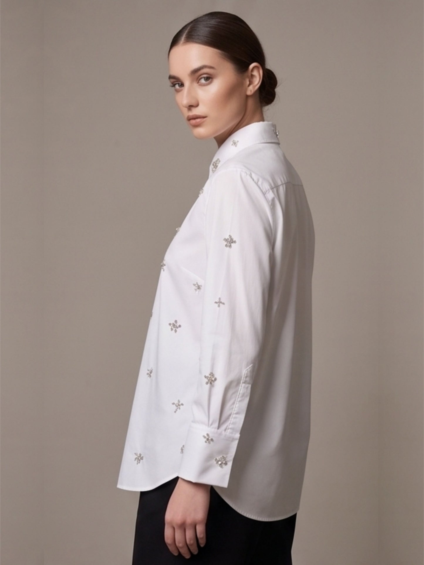 Stone Work White Shirt