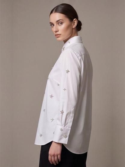 Stone Work White Shirt