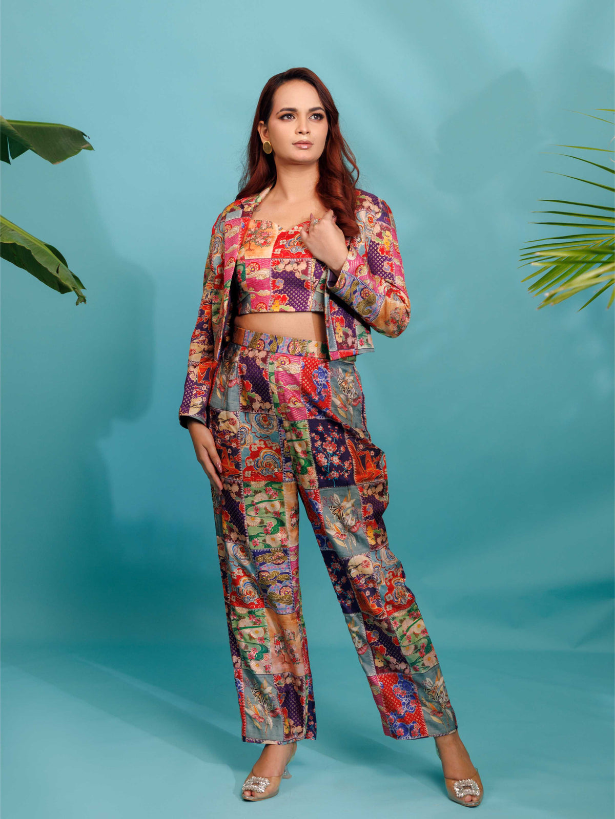Printed Crop Top Co-ord Set