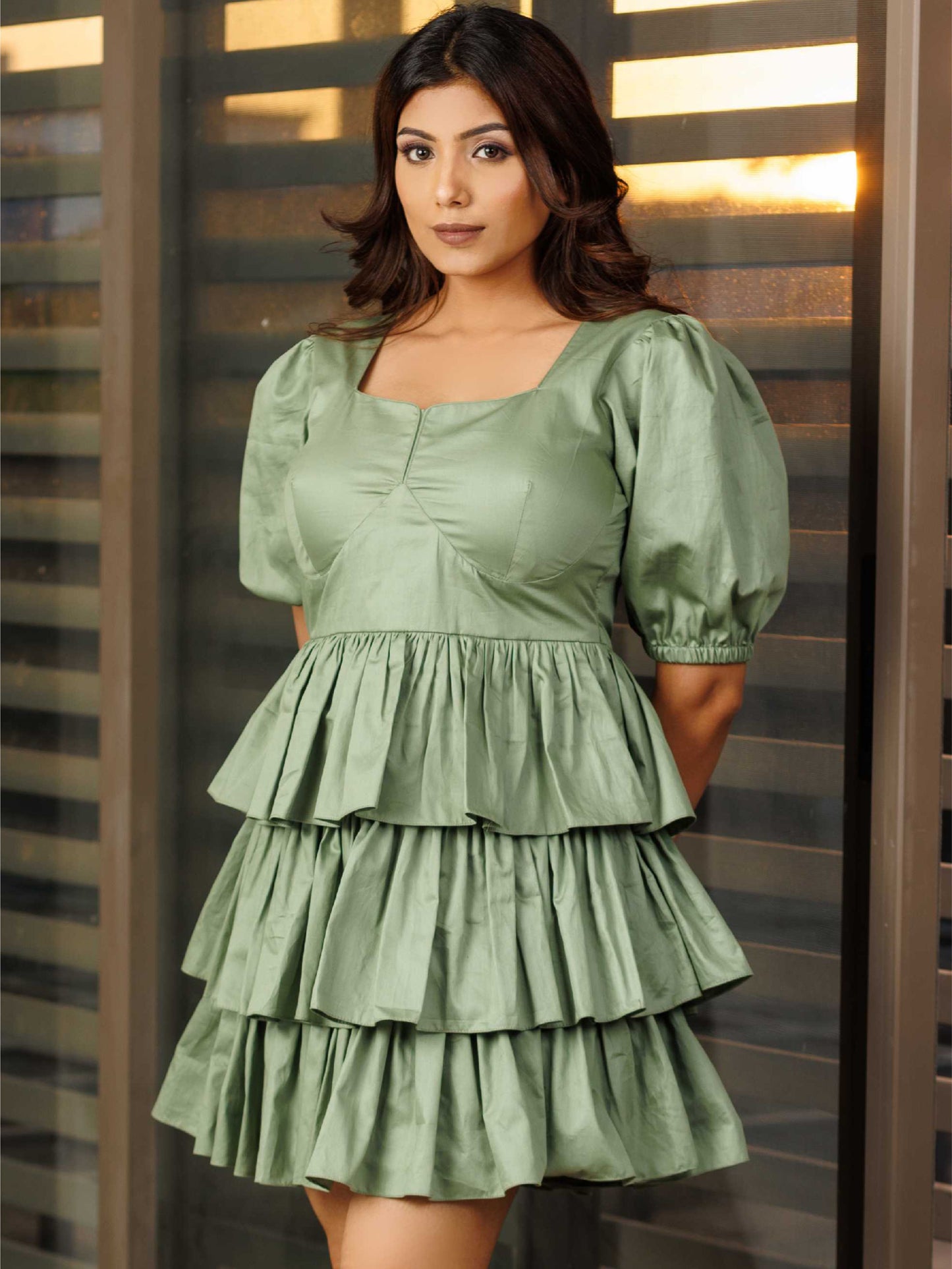 Russian Green Layered Dress
