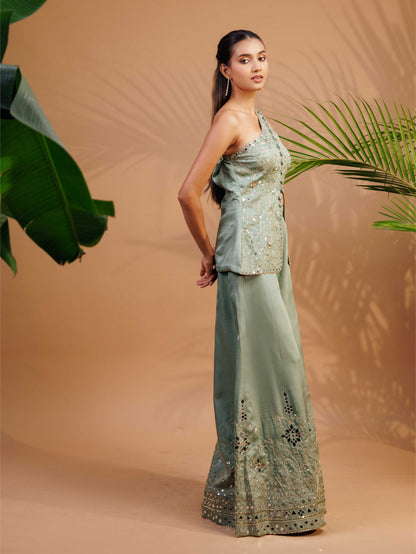 Sage Green Embroidered Co-Ord Set