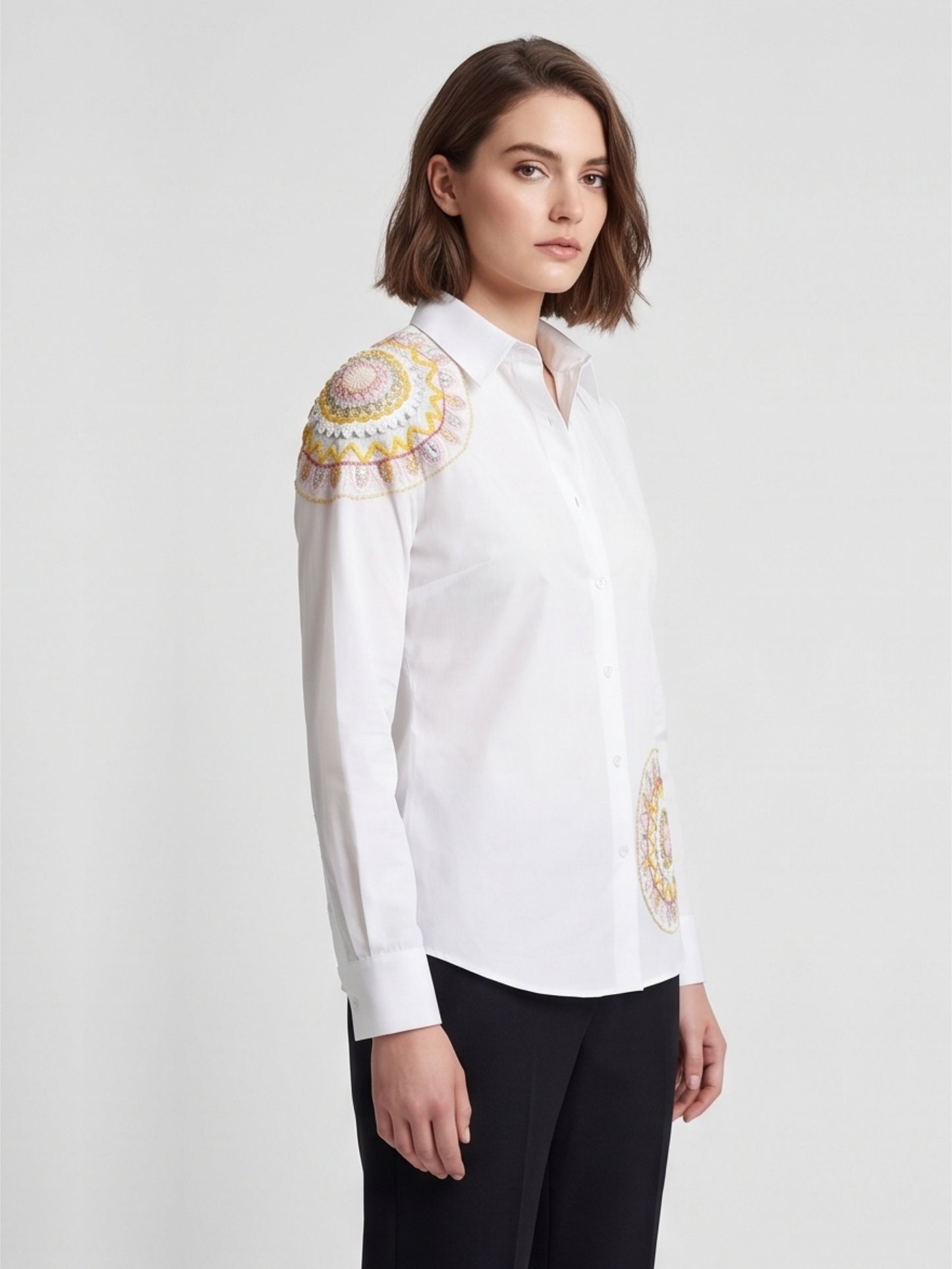 White Mandla Art Cotton Shirt