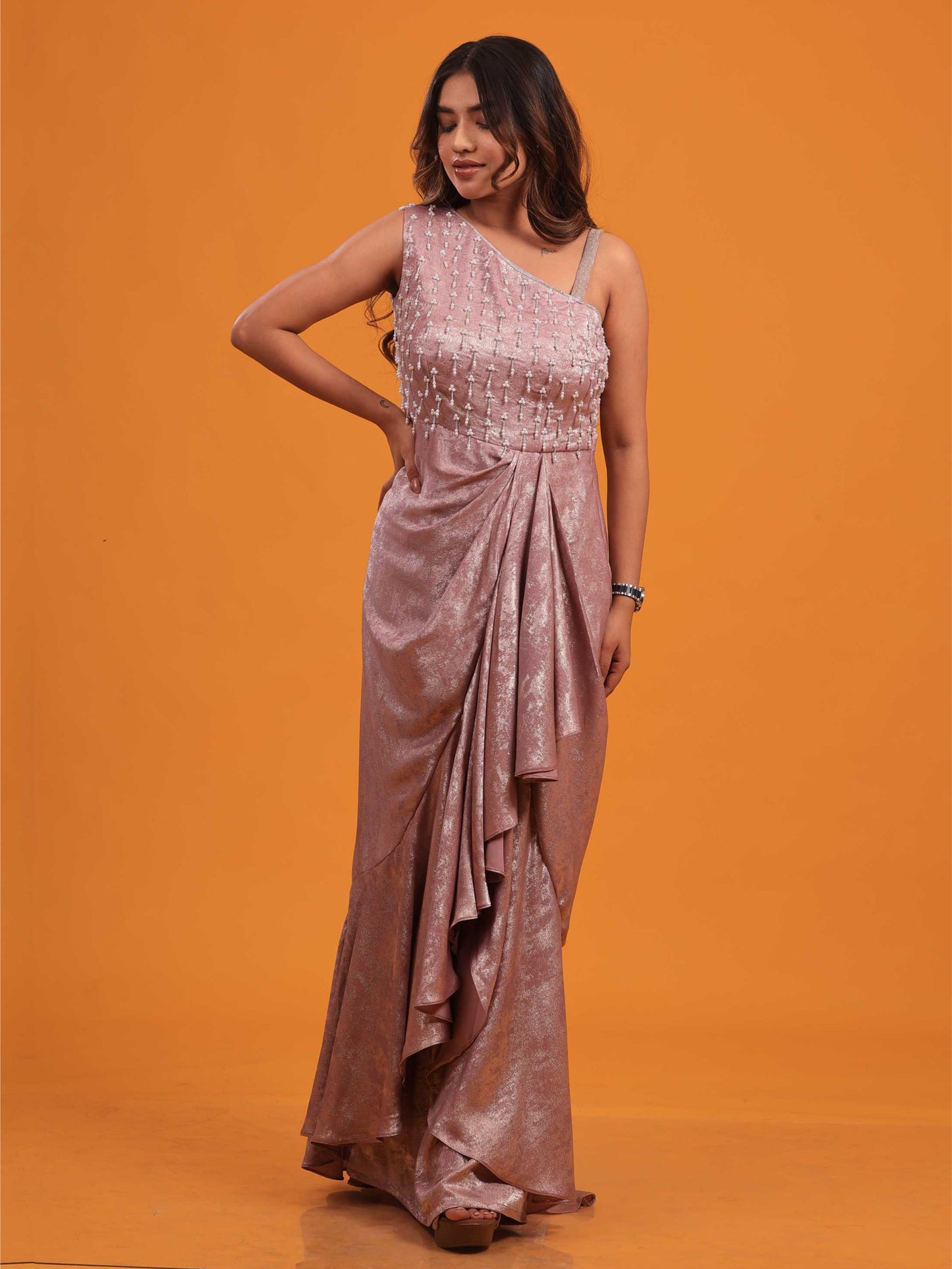 Rose Quartz Draped Gown