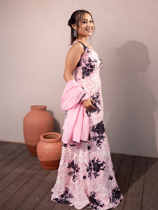 Baby Pink Sharrara Set