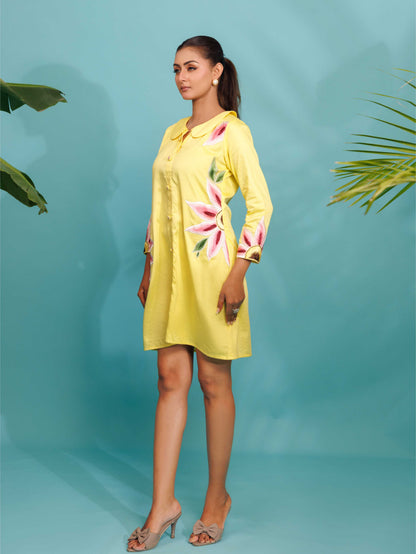 Lemon Floral Shirt Dress