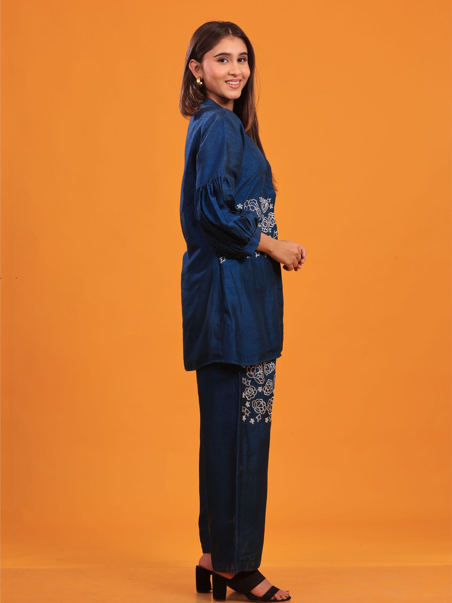 Embroidered Blue Shirt Pants