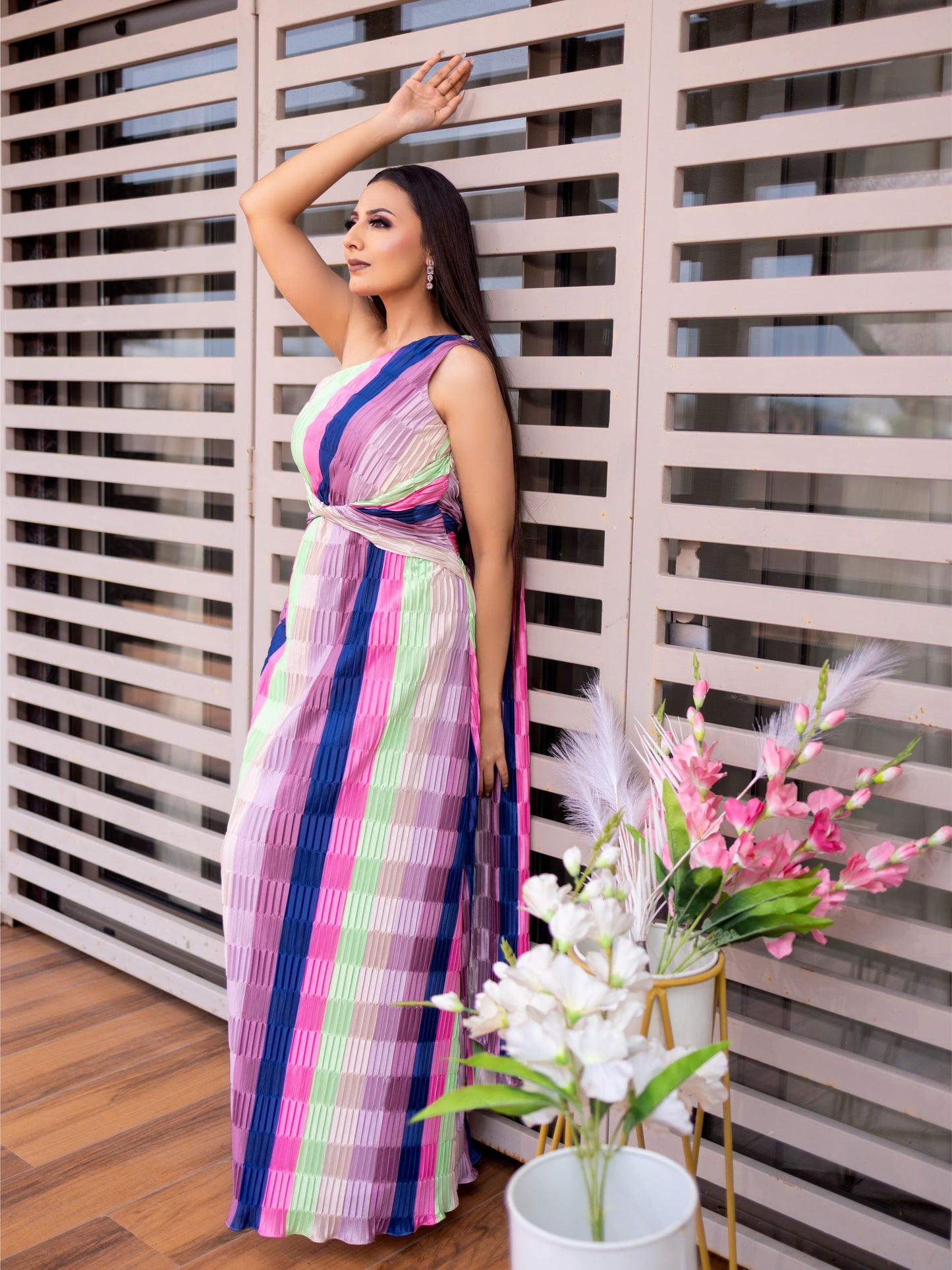 Colorful Pleated Dress