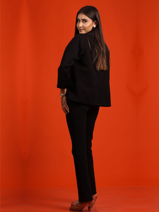 Black Double Collar Blazer