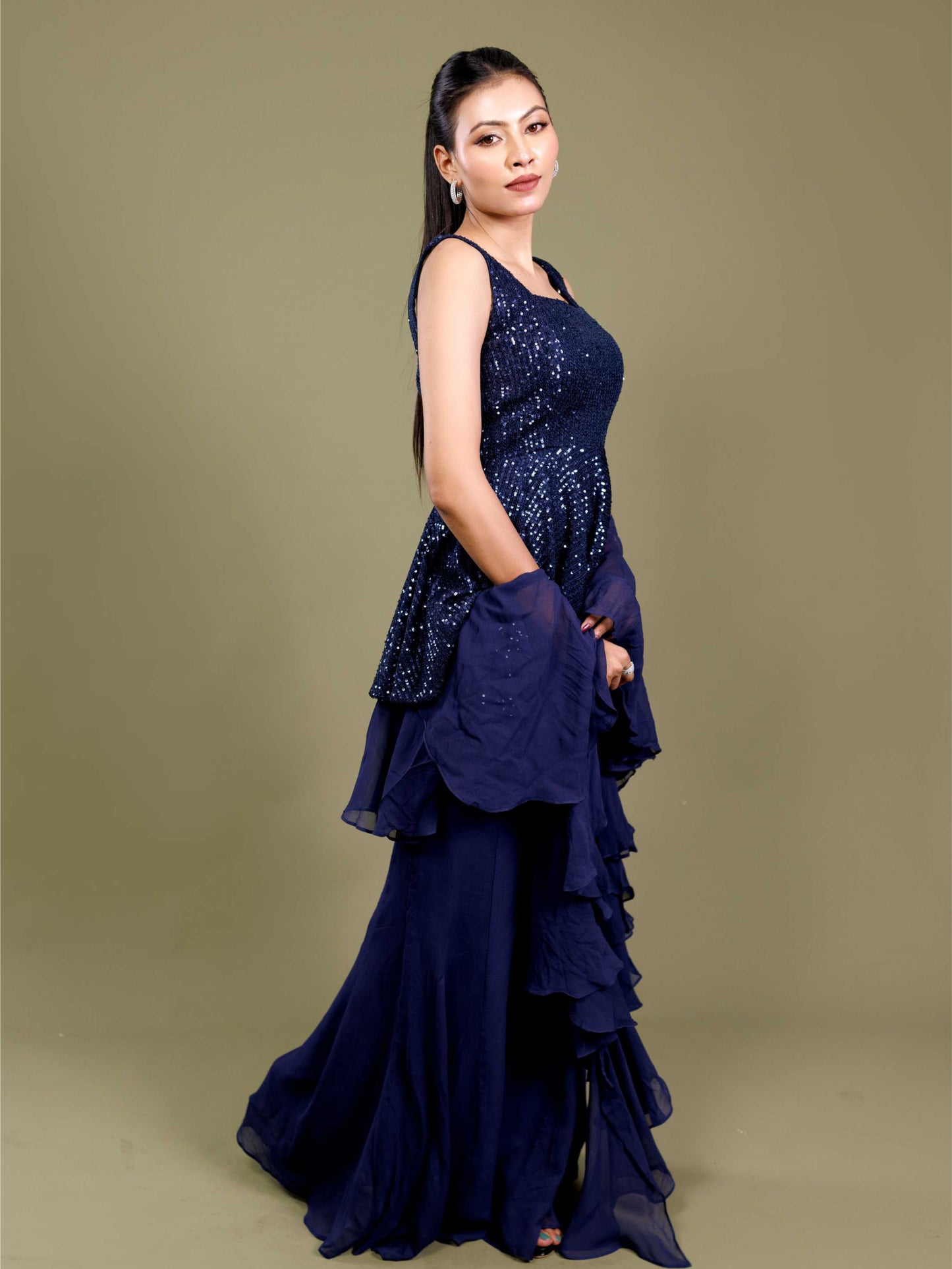 Navy Blue Paplum Set
