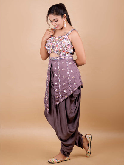Mattery Purple Dhoti Set