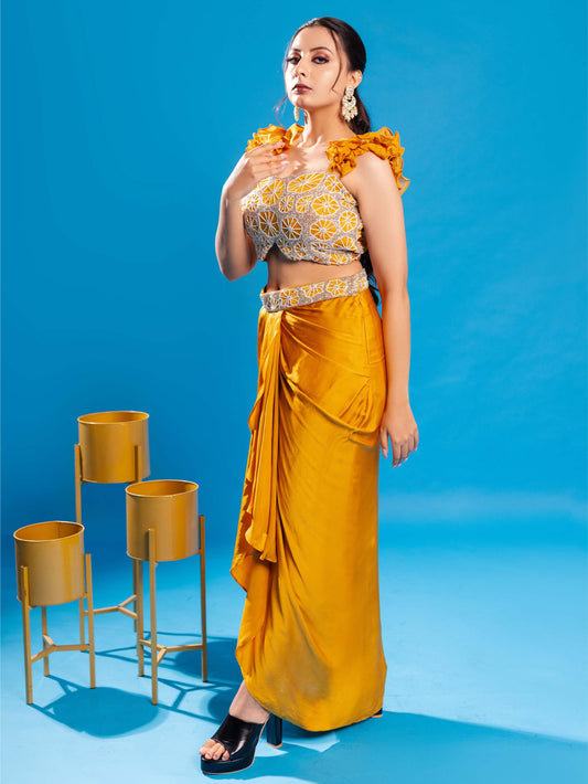Mustard Yellow Dhoti Top