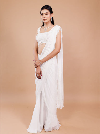 White Drape Saree