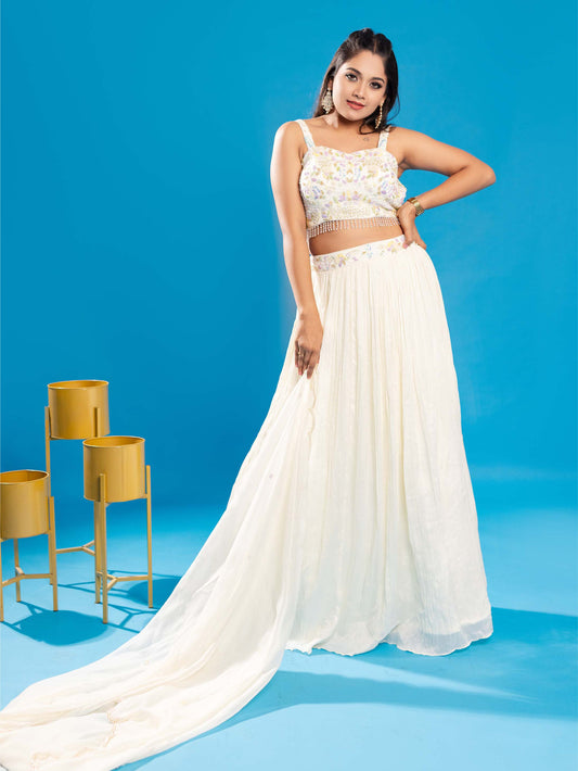 Cream Skirt With Dupatta