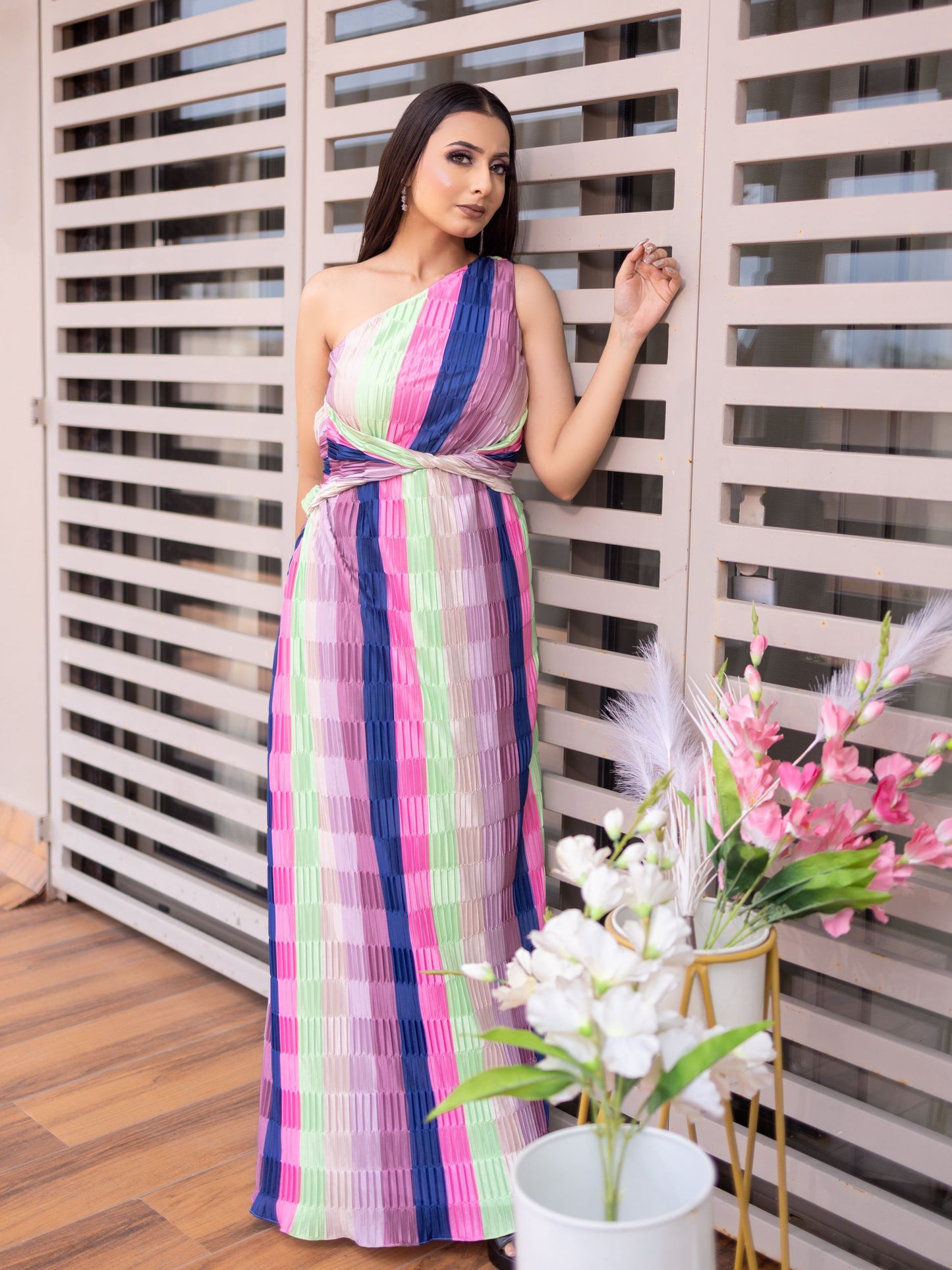 Colorful Pleated Dress