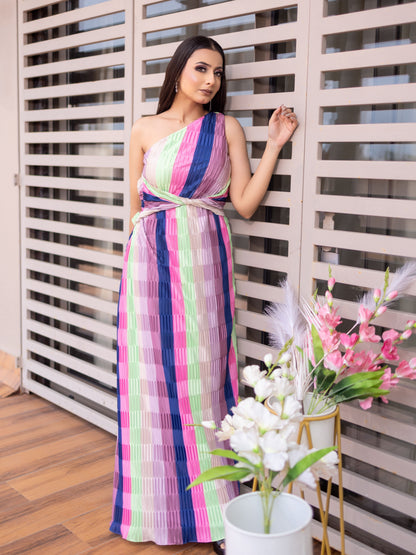 Colorful Pleated Dress