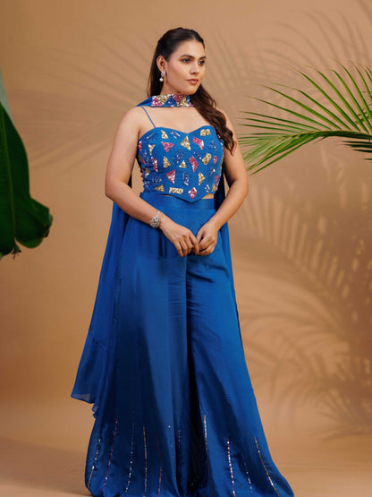 Royal Blue Embellished co-ord set