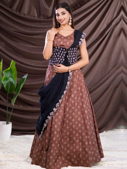 Brown Black Corset Indo - Western