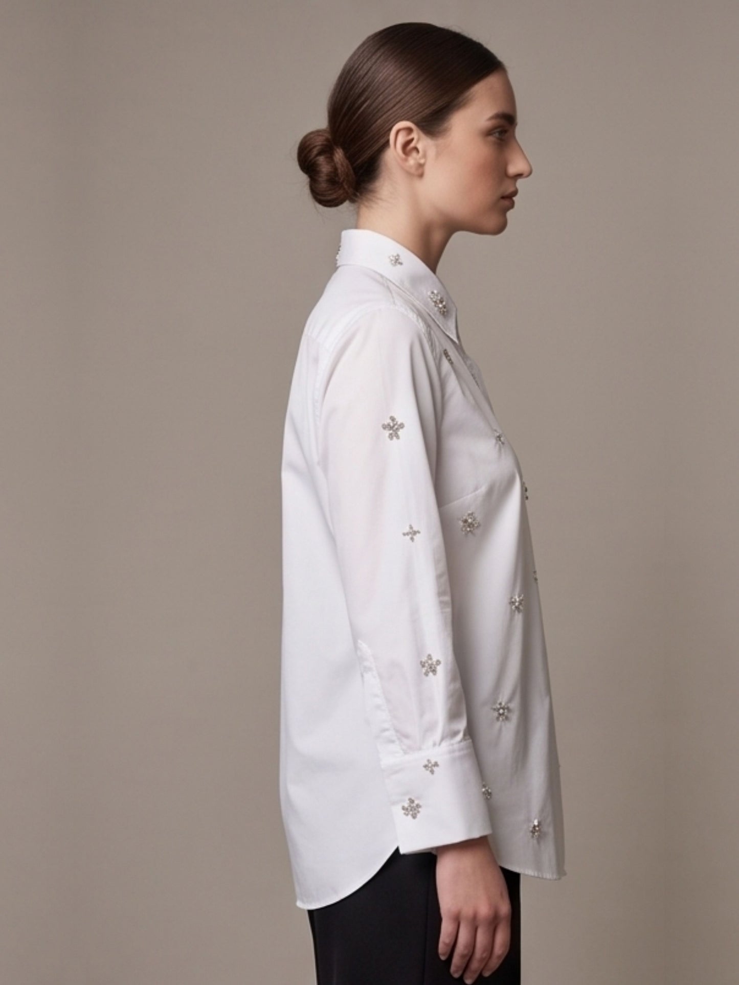Stone Work White Shirt
