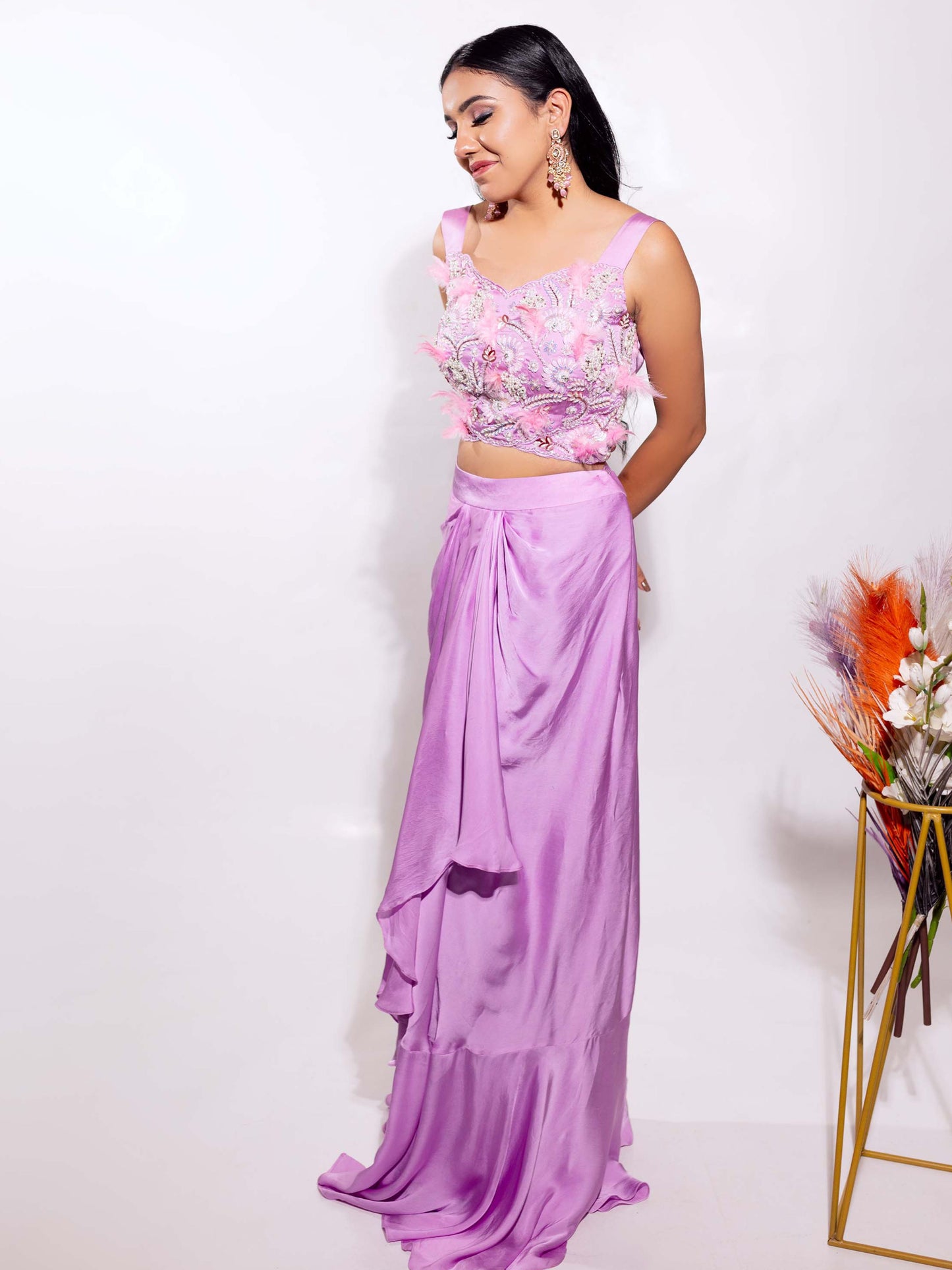 Lavender Dhoti Set
