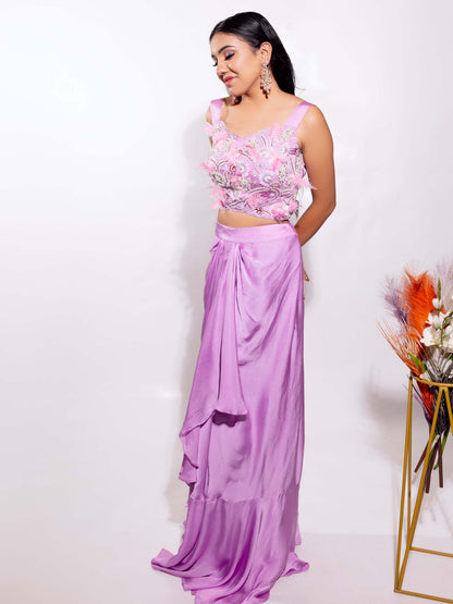 Lavender Dhoti Set