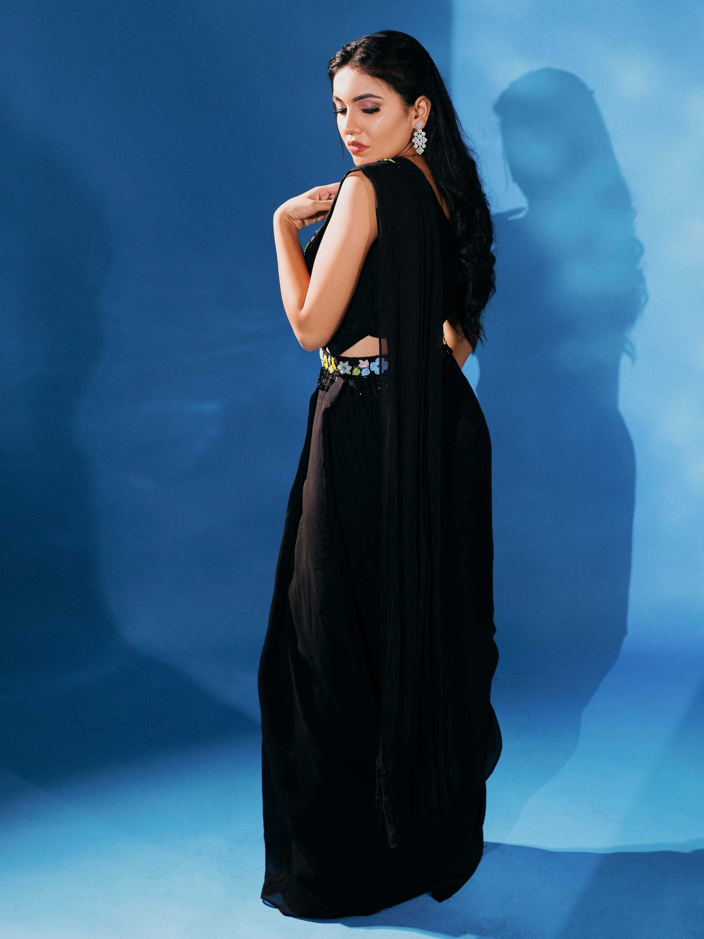 Black Drape Saree