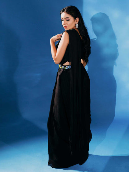 Black Drape Saree