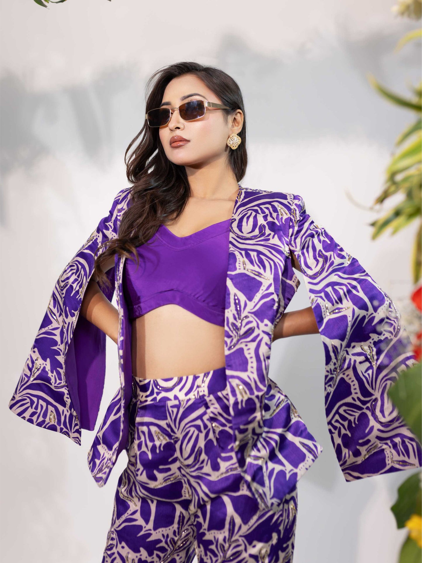Abstract Print Blazer Set
