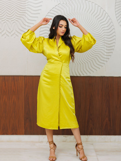 Fluorescent Yellow  Midi Dress