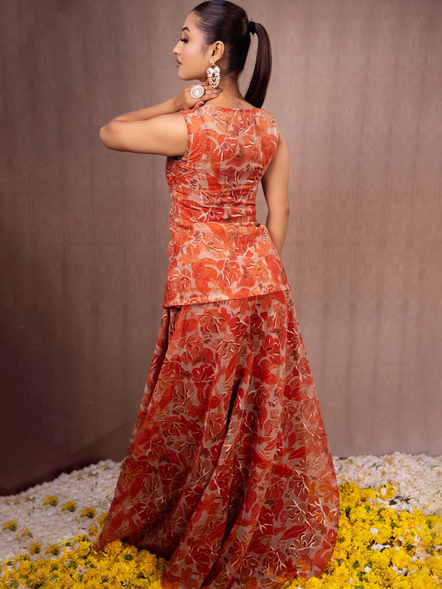 Orange Organza Palazzo Set